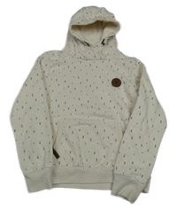 Béžová melírovaná vzorovaná mikina s nášivkou a kapucí Yigga