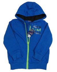 Nové - Safírová propínací mikina s dinosaury a kapucí Lupilu