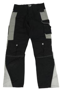 Černo-šedé pracovní kalhoty s kapsami King Craft
