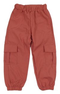 Vínové šusťákové cargo cuff kalhoty