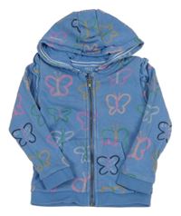 Modrá propínací mikina s motýly a kapucí M&S
