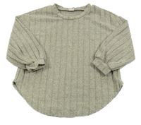 Béžové melírované žebrované úpletové triko Shein