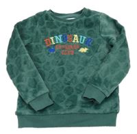 Tmavozelená vzorovaná chlupatá mikina s nápisem F&F