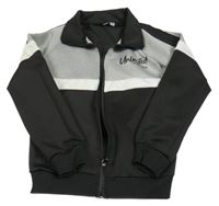 Černo-šedo-bílá sportovní propínací mikina s nápisem Pep&Co