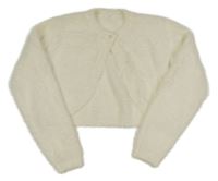 Smetanové třpytivé chlupaté svetrové bolerko Next