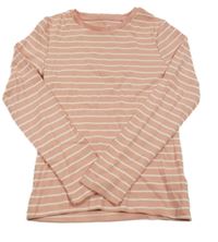 Růžovo-bílé pruhované žebrované triko F&F