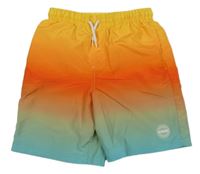 Žluto-červeno-tyrkysové ombré plážové kraťasy McKenzie