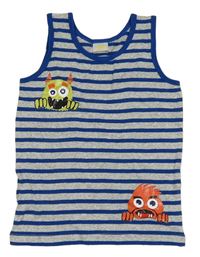 Šedo-modré pruhované tílko s příšerkami Kids