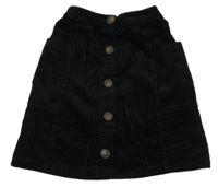 Černá manšestrová sukně s knoflíky Next