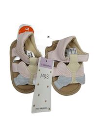 Nové - Světlerůžovo-žluto-modré sandály/capáčky s motýlem M&S vel. 16/17