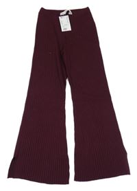 Nové - Vínové žebrované flare legíny H&M