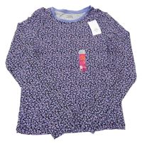 Nové - Černo-fialovo-růžové vzorované triko Primark
