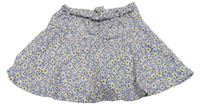Lila-bílá květovaná kolová sukně s všitými kraťasy Zara