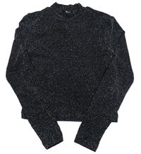 Černé třpytivé crop triko New Look