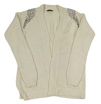 Smetanový svetrový cardigan s kamínky a korálky Matalan