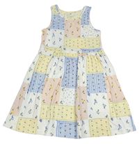 Žluto-modro-bílé kostkované vzorované šaty H&M