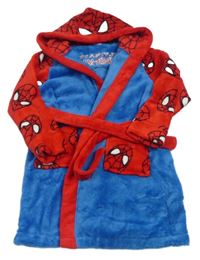 Modro-červený chlupatý župan s kapucí - Spiderman Rebel