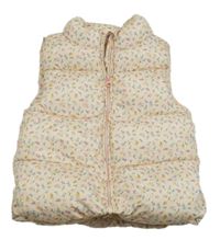 Světlerůžová květovaná šusťáková zateplená vesta zn. sfera