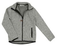 Šedá melírovaná pletená propínací thermo mikina H&M