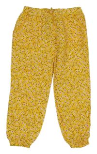 Žluté květované lehké kalhoty Primark