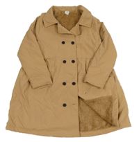 Béžový šusťákový zateplený kabát Shein