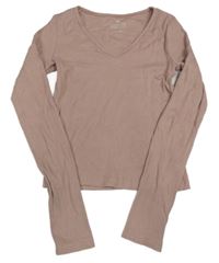 Starorůžové žebrované crop triko H&M