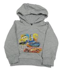 Šedá melírovaná mikina s Cars a kapucí