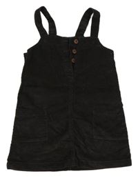 Tmavohnědé manšestrové šaty s kapsami Lupilu