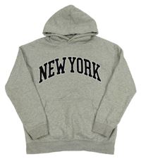 Šedá melírovaná mikina s nápisem a kapucí H&M