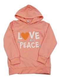 Lososová mikina s nápisy a kapucí Dopodopo