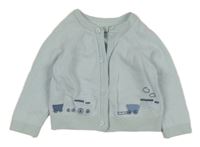 Světlemodrý propínací svetr s vlaky Next