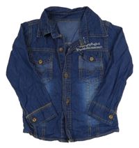 Tmavomodrá košile riflového vzhledu s kapsami 