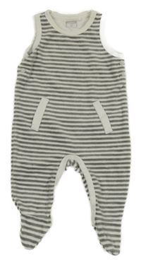 Šedo-bílé pruhované sametové dupačky Name it