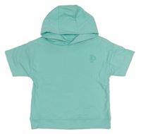 Světlemodré teplákové tričko s kapucí Peacocks