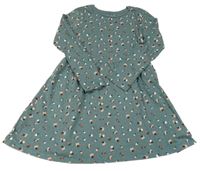 Tmavozelené květované bavlněné šaty C&A