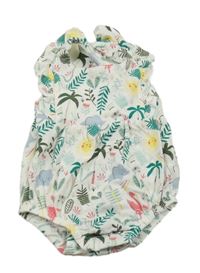 Bílo-barevný kraťasový overal s obrázky Miniclub