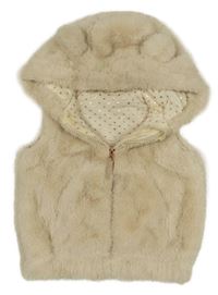 Smetanová kožešinová podšitá vesta s kapucí Nutmeg