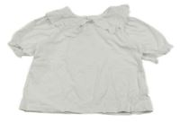 Bílé tričko se vzorovaným límečkem Zara