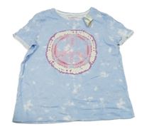 Nové - Světlemodré vzorované tričko s potiskem Primark