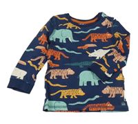 Tmavomodré pyžamové triko s barevnými zvířaty M&S