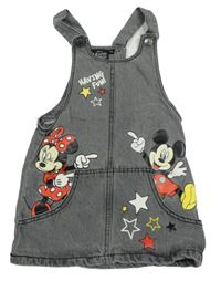 Šedé riflové laclové šaty s Mickeym a Minnie Disney