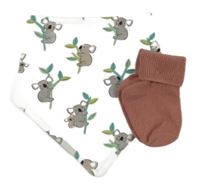 2 set - bílý slinták s koalami + starorůžové ponožky