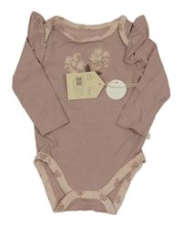 Nové - starorůžové body s květinami a volánky 