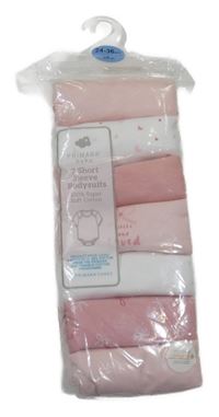 Nové - 7x bílo-růžové body s krátkým rukávem Primark
