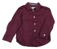 Švestková puntíkatá košile s výšivkou H&M