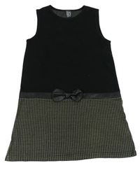 Černo-šedé šaty se vzorem a mašlí Zara