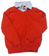 Červený svetr s košilovým límcem H&M