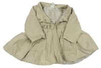 Béžový plátěný podšitý jarní kabát s mašlí zn. H&M