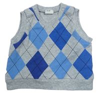 Šedo-modrá tepláková károvaná vesta H&M