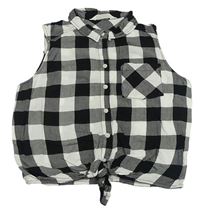 Černo-bílá kostkovaná crop halenka H&M